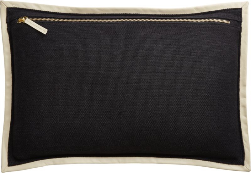 "18""x12"" Delaney Black Linen Pillow with Down-Alternative Insert." - Image 3