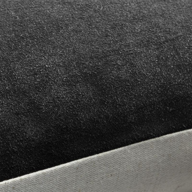 Loki Black Suede Pillow with Feather-Down Insert, 18" x 12" - Image 1