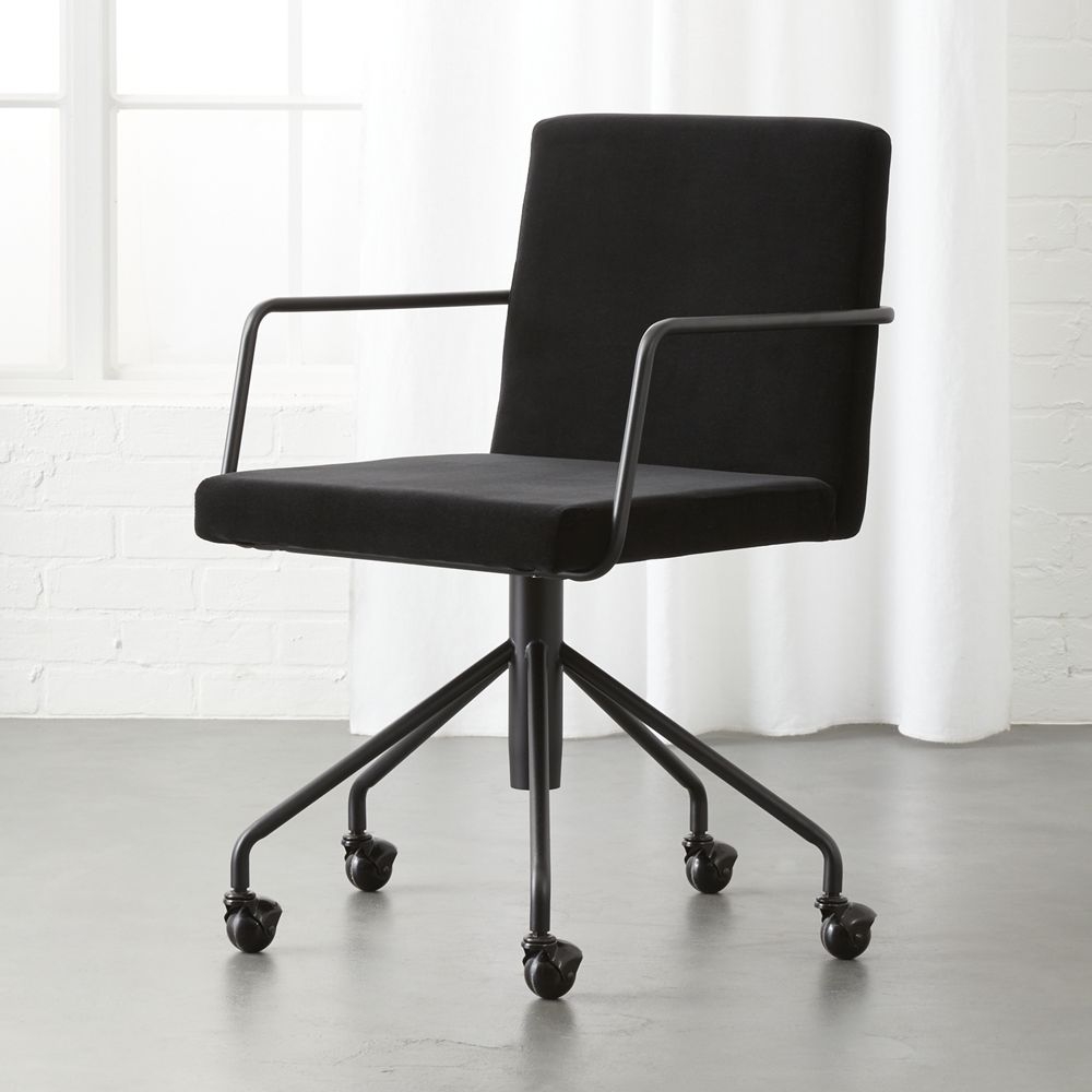 Rouka Black Velvet Office Chair - Image 0
