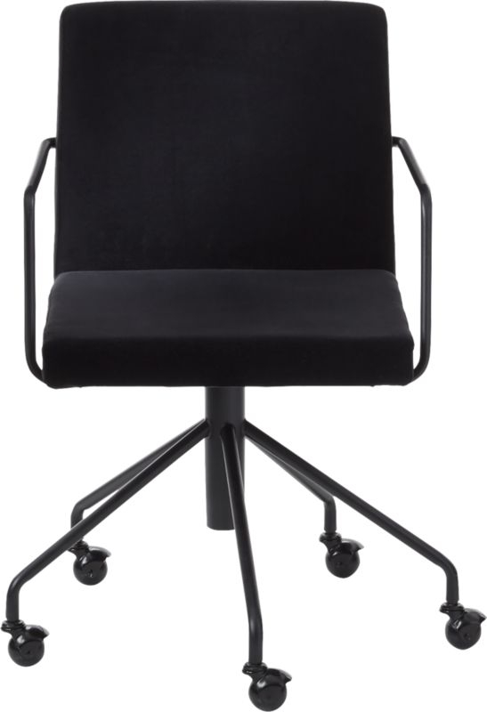 Rouka Black Velvet Office Chair - Image 1
