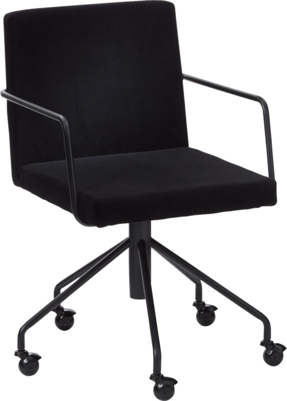 Rouka Black Velvet Office Chair - Image 2