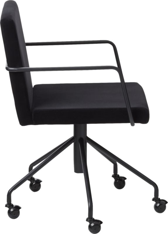 Rouka Black Velvet Office Chair - Image 3