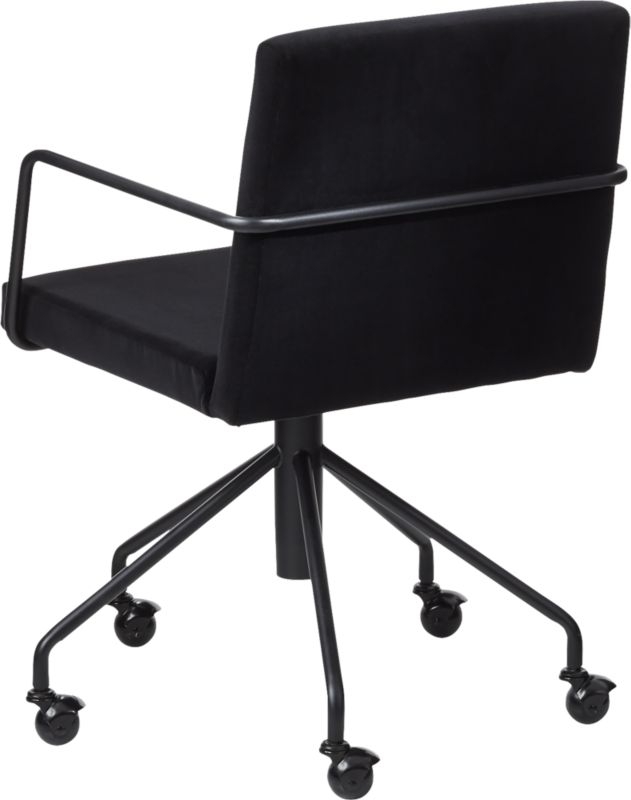 Rouka Black Velvet Office Chair - Image 4