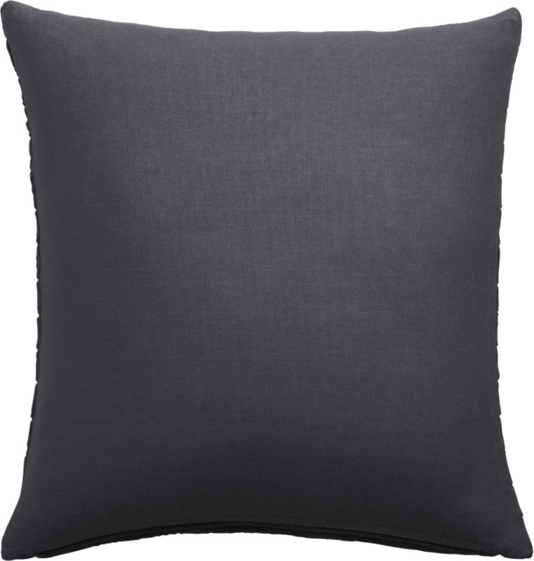 "18"" Channeled Dark Grey Velvet Pillow with Feather-Down Insert" - Image 3