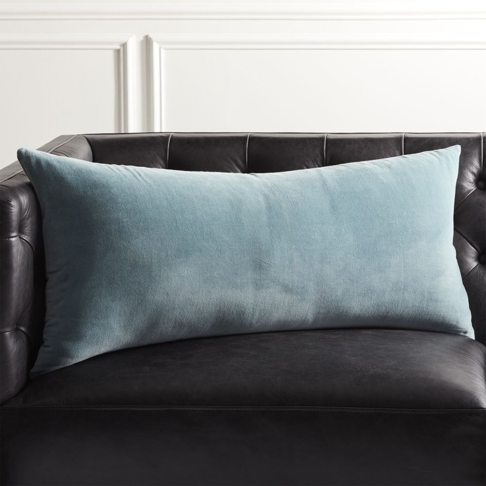 "36""X16"" Leisure Artic Blue Pillow with Feather-Down Insert" - Image 0