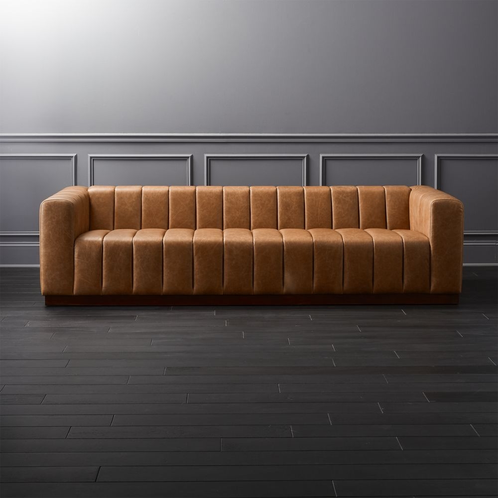 Forte Channeled Saddle Leather Sofa - Image 0