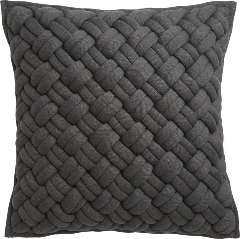 "20"" Jersey Dark Grey InterKnit Pillow with Feather-Down Insert" - Image 0