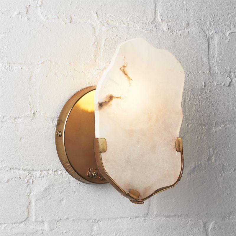 Raw Edge Alabaster Wall Sconce - Image 1