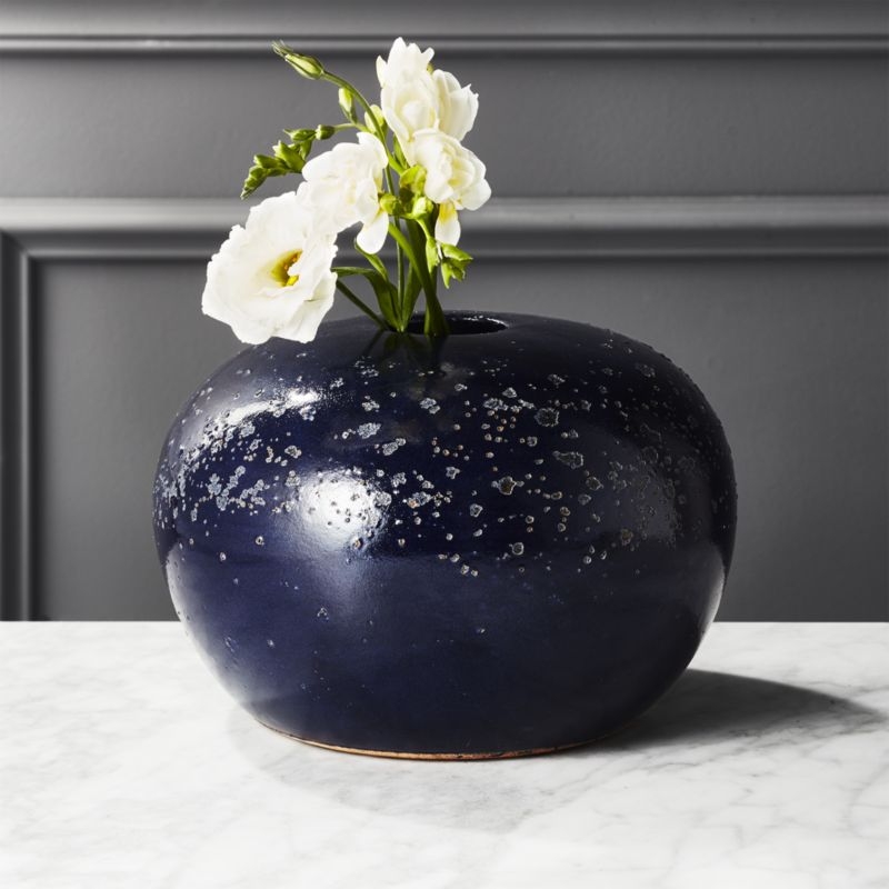 Atoll Round Navy Blue Vase - Image 1