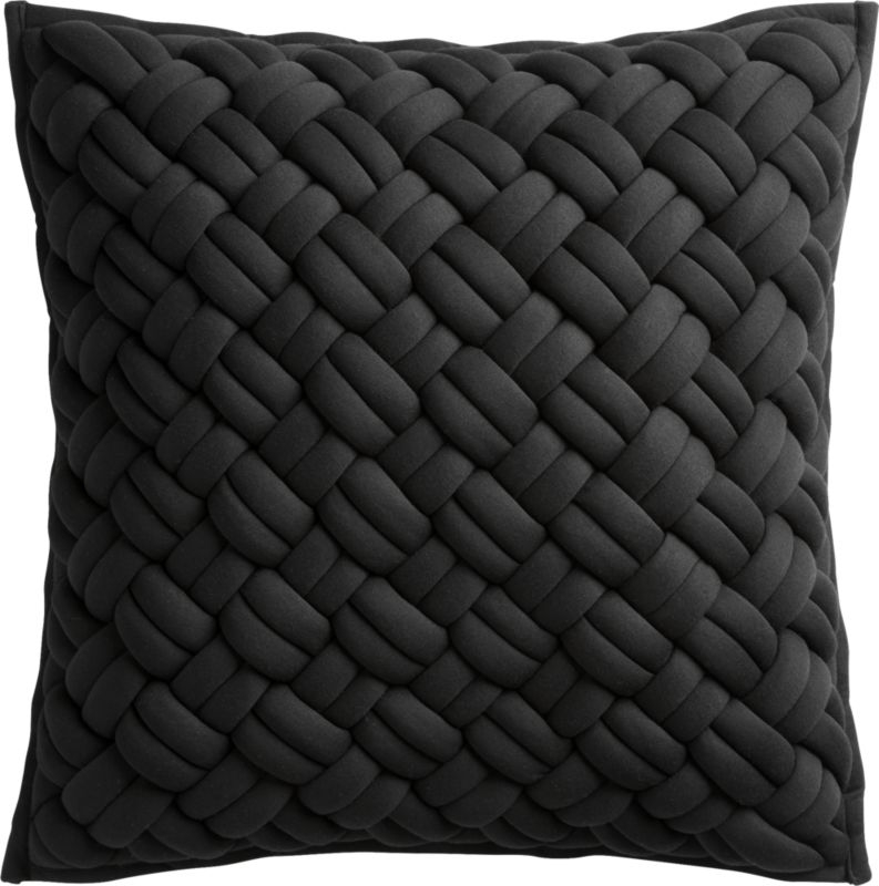 "20"" Jersey Black InterKnit Pillow with Feather-Down Insert" - Image 2