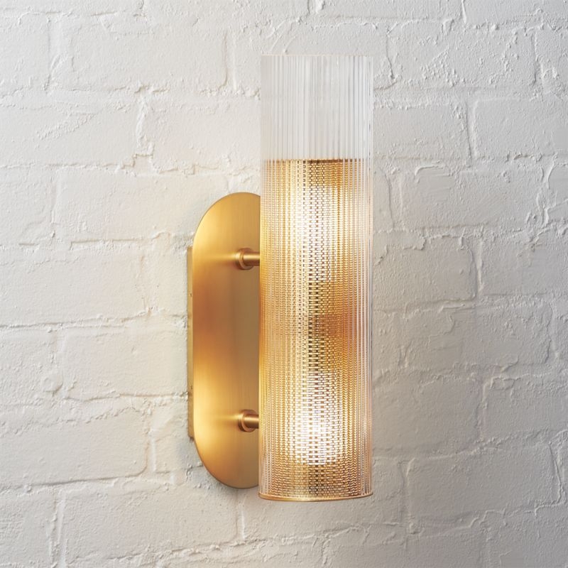 Perforated Ribbed Glass Wall Sconce - Image 1