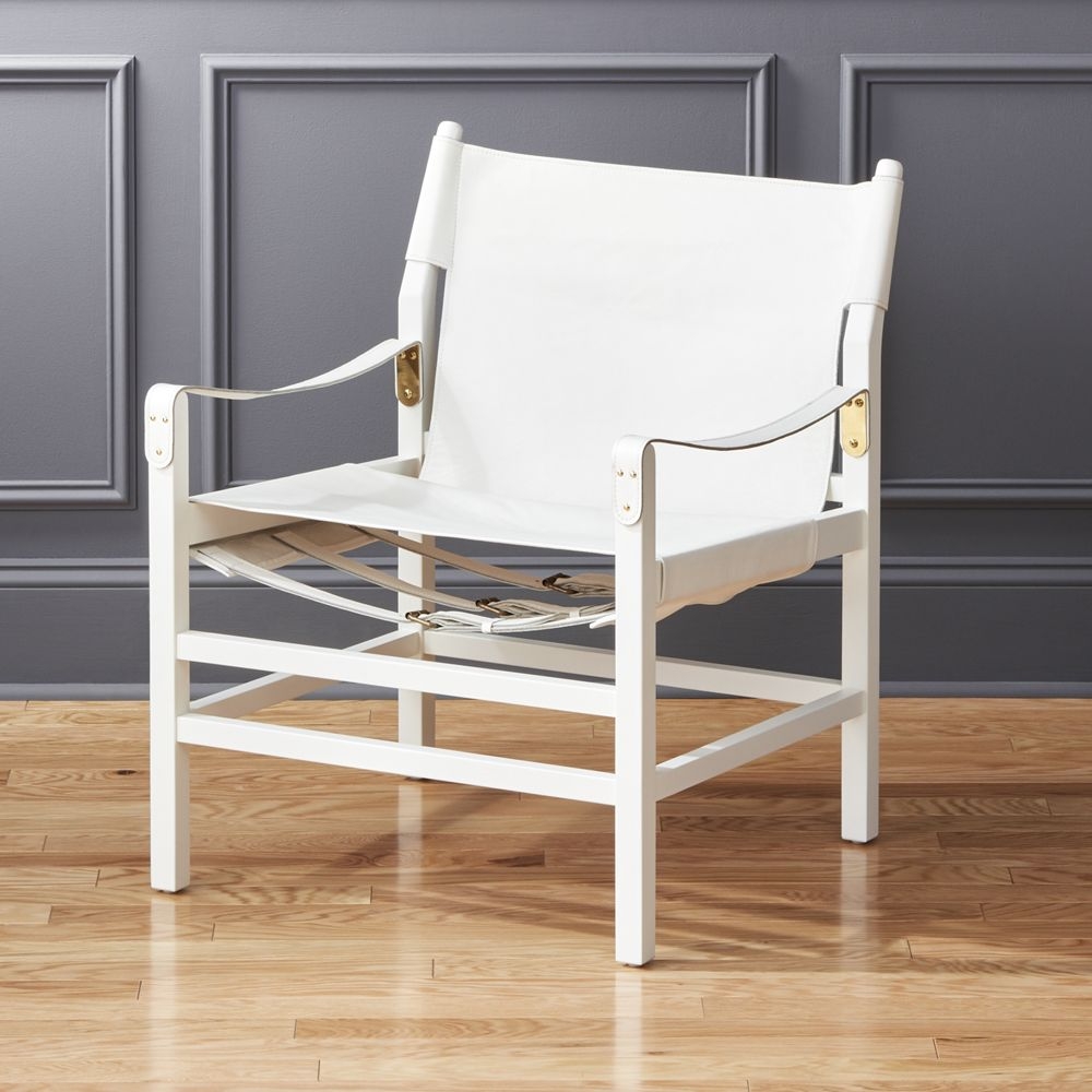 Expat II White Leather Safari Chair - Image 0