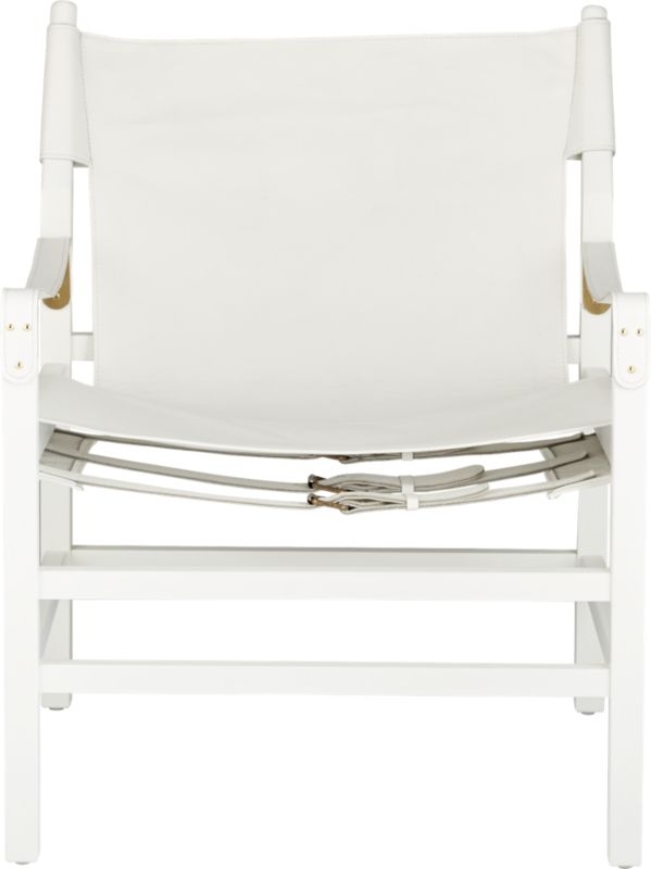 Expat II White Leather Safari Chair - Image 1