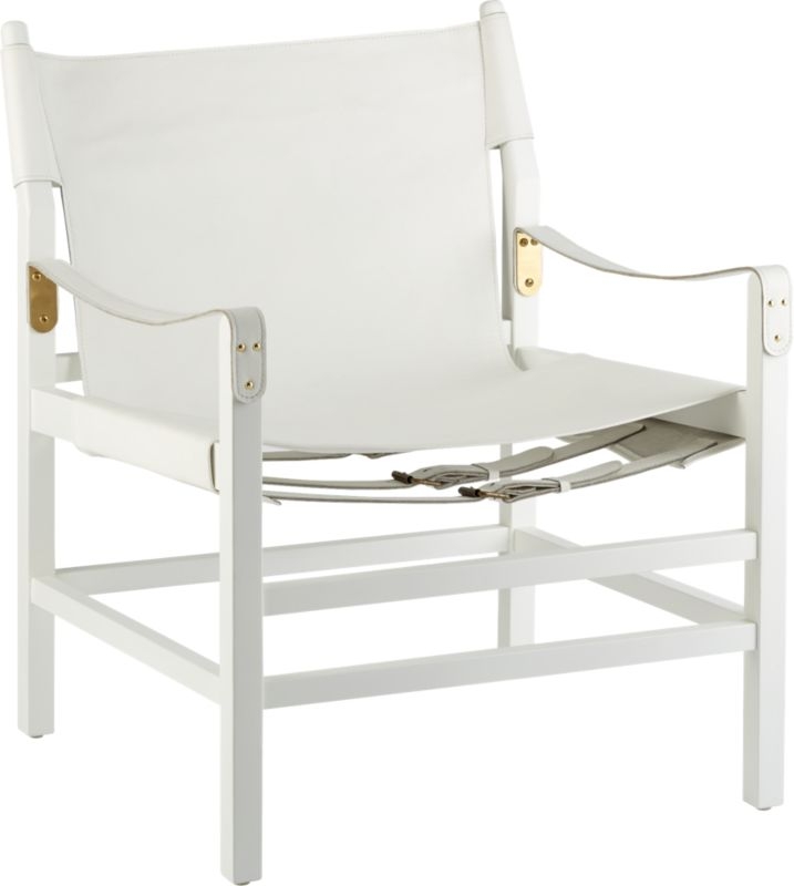 Expat II White Leather Safari Chair - Image 2