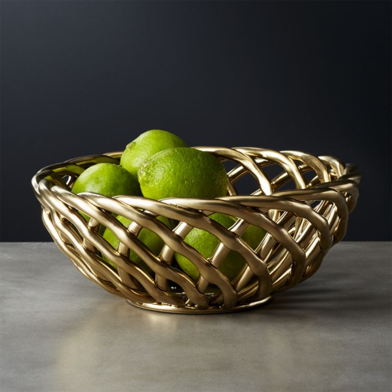Weft Matte Gold Decorative Bowl - Image 1