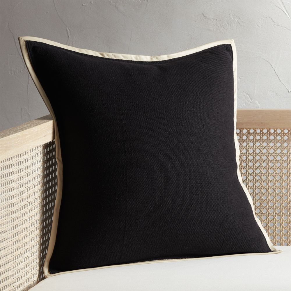 "20"" Delaney Black Linen Pillow with Down-Alternative Insert" - Image 0