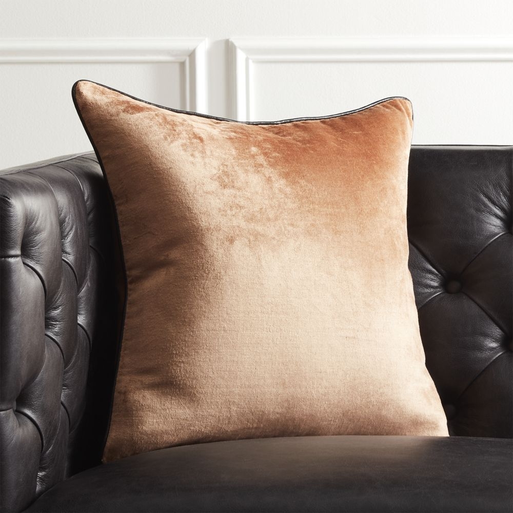 "18"" Copper Crushed Velvet Pillow with Down-Alternative Insert" - Image 0