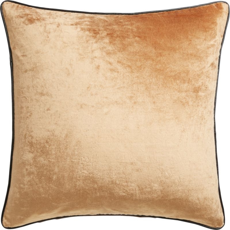"18"" Copper Crushed Velvet Pillow with Down-Alternative Insert" - Image 2