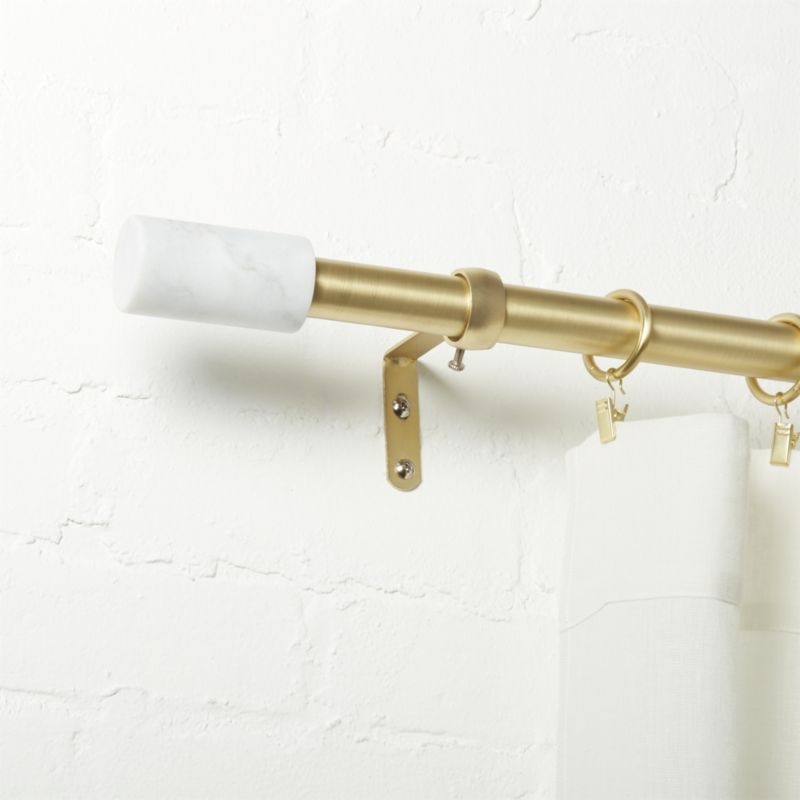 Brass with White Marble Curtain Rod Set 48"-88"x1"dia. - Image 2