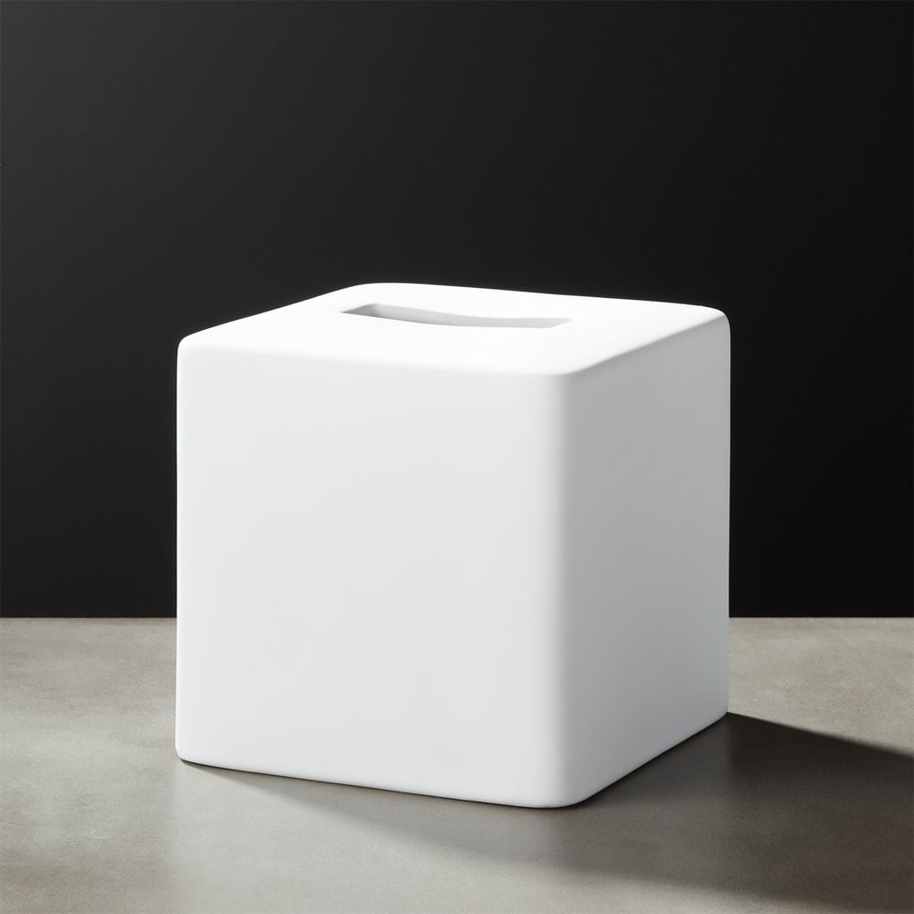 Rubber-Coated White Tissue Box Cover - Image 0