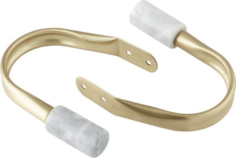 "Brass with White Marble Curtain Rod Set 28""-48""x1""dia." - Image 6