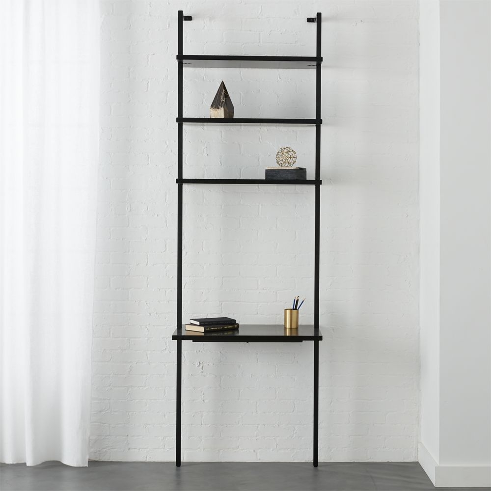 Stairway Black Wall Mount Desk with Shelves 96'' - Image 1