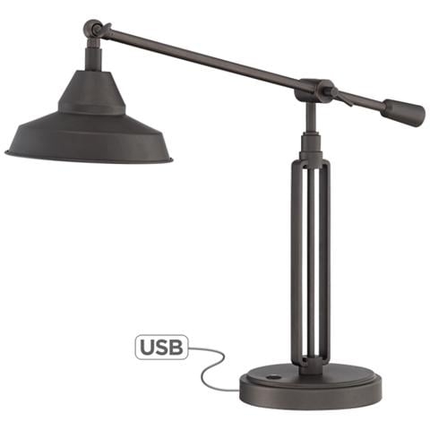 Franklin Iron Turnbuckle Industrial Bronze Adjustable USB Desk Lamp - Image 0