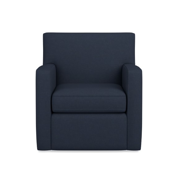Brighton Swivel Chair - Textured Cotton/Linen, Navy, Grade B - Image 0