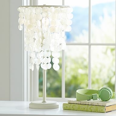 Capiz Table Lamp + CFL Bulb, White - Image 0