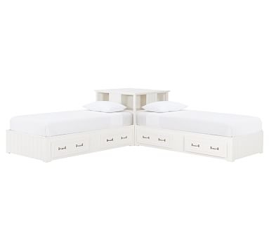Belden Bedroom Set of 2 Twin Beds &amp; Corner Unit, Simply White - Image 0