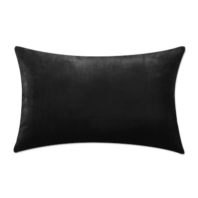 Velvet Lumbar Pillow Cover, 14" X 22", Black - Image 0