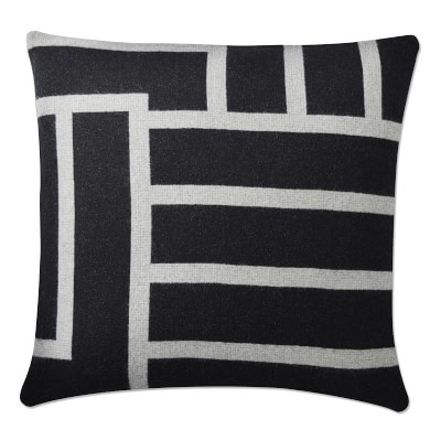 Moderne Reversible Lambswool Pillow Cover, 22" X 22", Caviar - Image 0