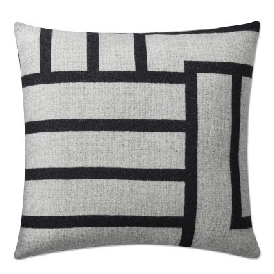 Moderne Reversible Lambswool Pillow Cover, 22" X 22", Caviar - Image 1