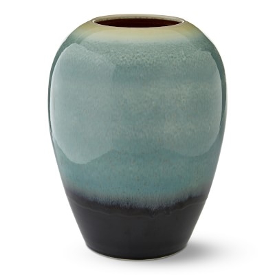 Teal Ombre Reactive Glaze Vase, Large, Jade - Image 0