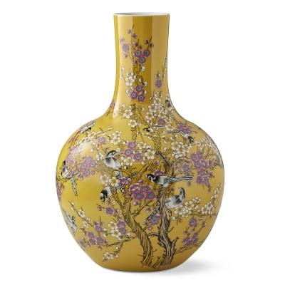 Yellow Hummingbird Ginger Jar Gourd Vase - Image 0