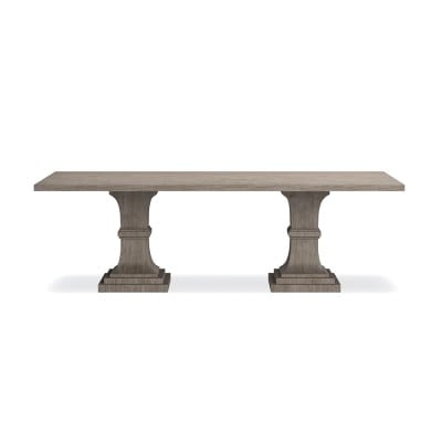 Double Pedestal Rectangular Dining Table, Grey - Image 0