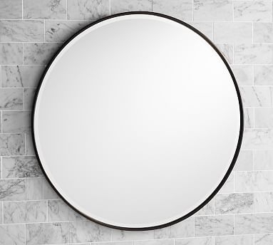 Vintage Round Mirror, 30", Bronze - Image 1