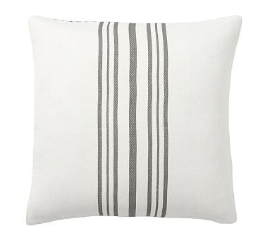 Culver Reversible Stripe Grainsack Pillow Cover, 20", Charcoal - Image 0
