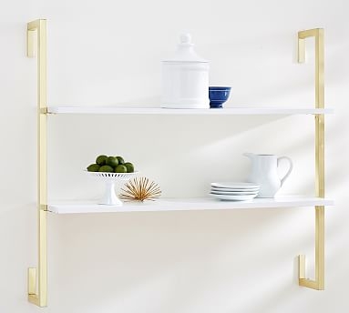 Olivia 2-Tiered Shelf, White/Gold - Image 1
