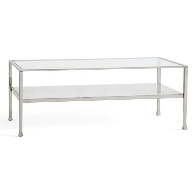 Tanner Marble Rectangle Coffee Table , Nickel/Marble - Image 1