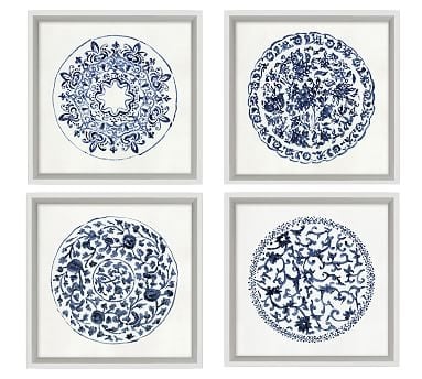 Porcelain Blue Paper Prints, Set of 4 - Image 1