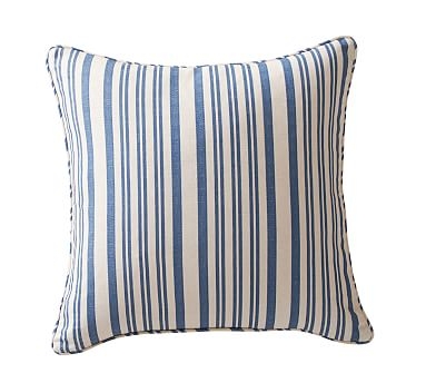 Antique Striped Print Pillow Cover, 20", Blue - Image 1