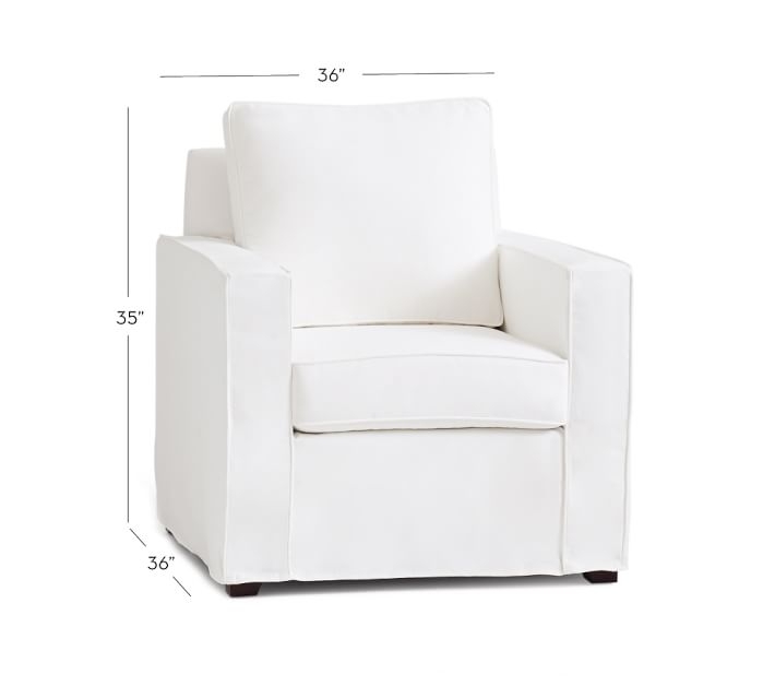 Cameron Square Arm Slipcovered Armchair, Performance Slub Cotton, White - Image 1