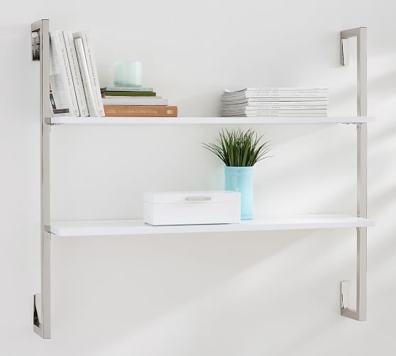 OLIVIA WALL MOUNTED SHELVES - 2 TIER / Nickle finish - Image 0