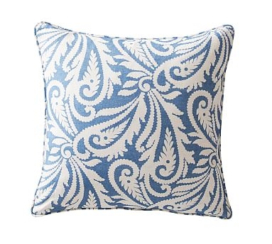 Wynnfield Paisley Print Pillow Cover, 20", Harbor Blue/Ivory - Image 1