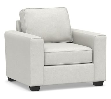 SoMa Fremont Square Arm Upholstered Armchair, Polyester Wrapped Cushions, Basketweave Slub Ivory - Image 1
