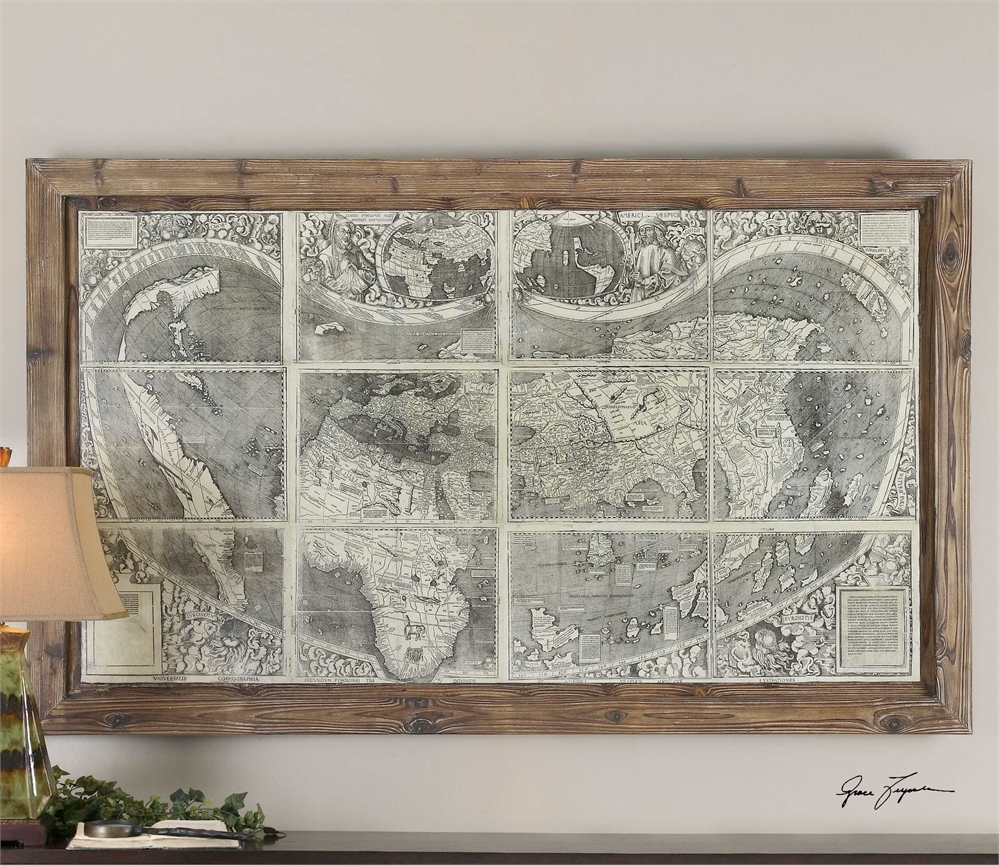 Treasure Map - 71" x 43" - Reclaimed Wood Frame without Mat - Image 1