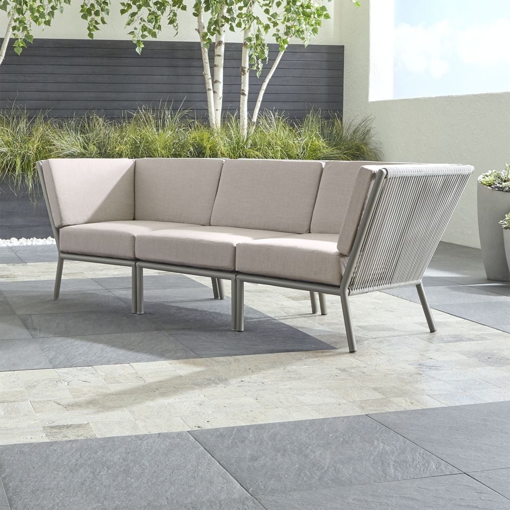 Morocco Light Grey 3-Piece Sofa Sectional with Sunbrella ® Cushions - Image 0