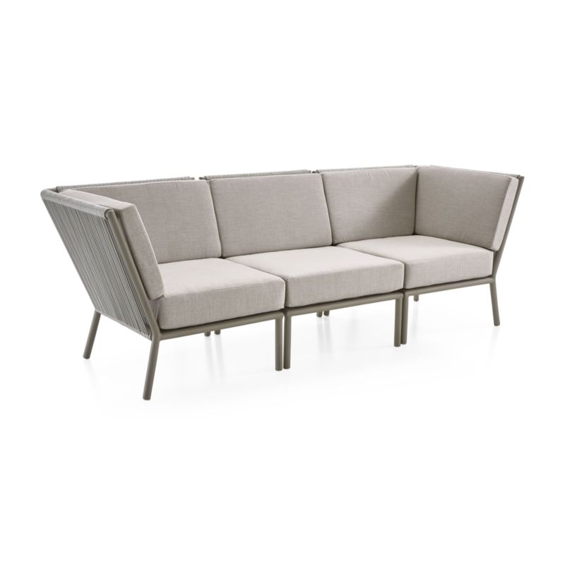 Morocco Light Grey 3-Piece Sofa Sectional with Sunbrella ® Cushions - Image 1
