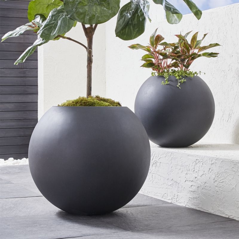 Sphere Small Dark Grey Planter - Image 1